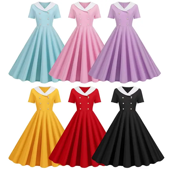 Robe de Soirée Rétro Vintage Polyester Imprimé à Pois Pour Femmes Occasions Spéciales Style Hepburn Pin Up Rockabilly
