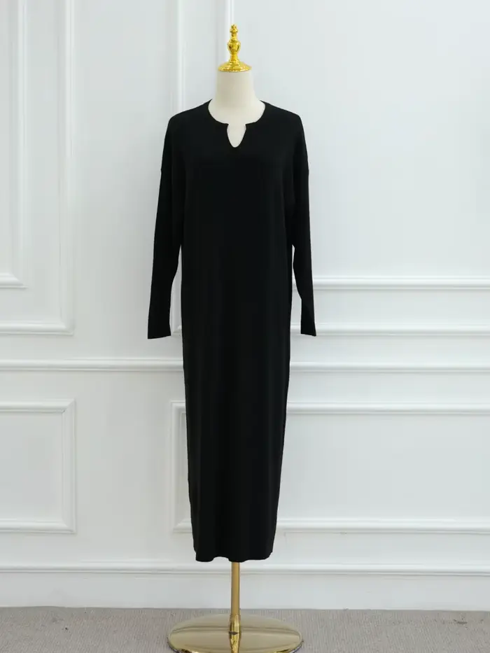 Femmes musulmanes épais tricoté arabe dubaï Abaya modeste Robe longue modeste solide Ramadan Robe Fe