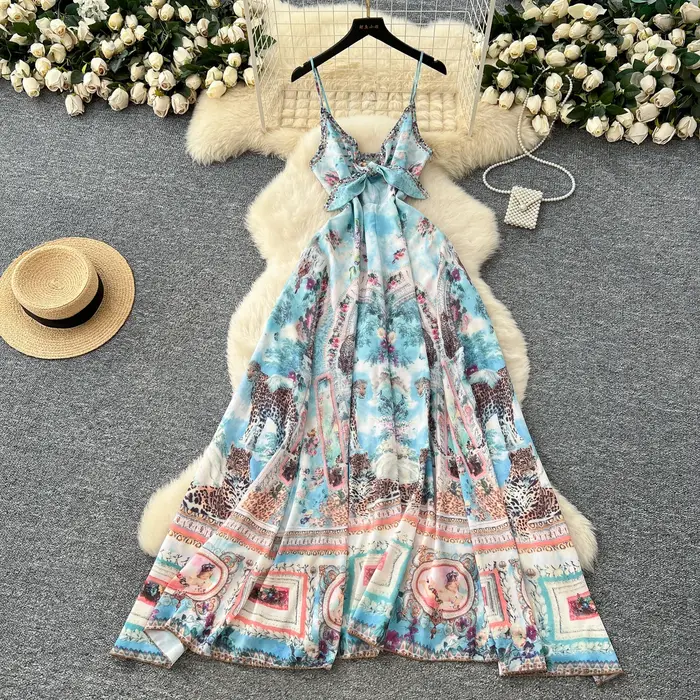 Robe Miss Tough bohème sans manches pailletée col en V pour femmes occasions estivales plage soirées spéciales