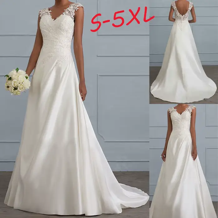 Robes en vente liquidation femmes mode solide dentelle Patchwork sans manches fête longue col en v r