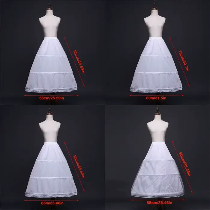 Nouvelle Mode Jupon Blanc à 3 Cerceaux, Jupons de Robe de Bal, Longue Jupe de Base, Crinoline, Accessoires pour Robes à Fleurs