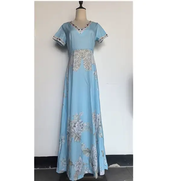 Robe longue d'été pour femme à motif 3D