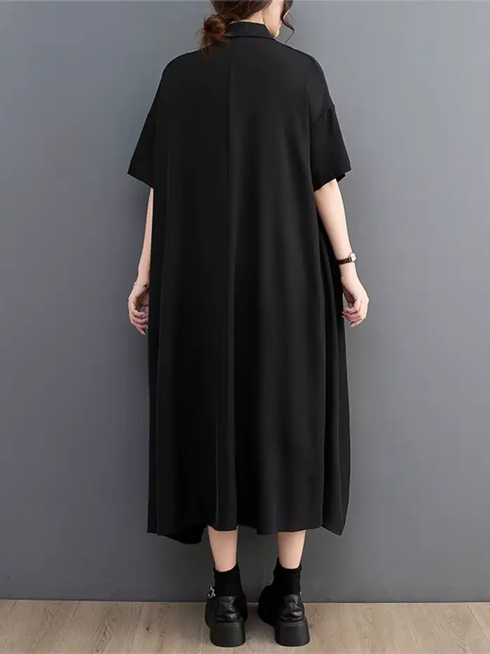 Robe Chemise Décontractée à Manches Courtes pour Femme Élégante et Vintage Occasions Spéciales Printemps Été