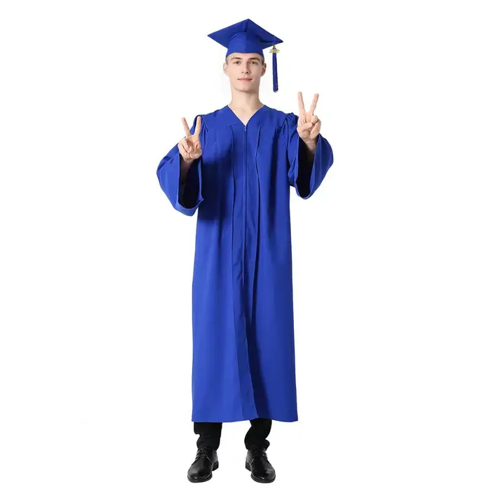 Robe de remise des diplômes batik pour femmes en polyester avec chapeau à col en V pour cérémonies de fin d'études et débuts de carrière