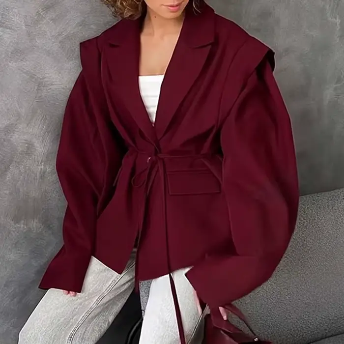 Robe de costume pour femmes, Blazer haut de gamme, élégant, Style bureau, taille attachée avec épaul