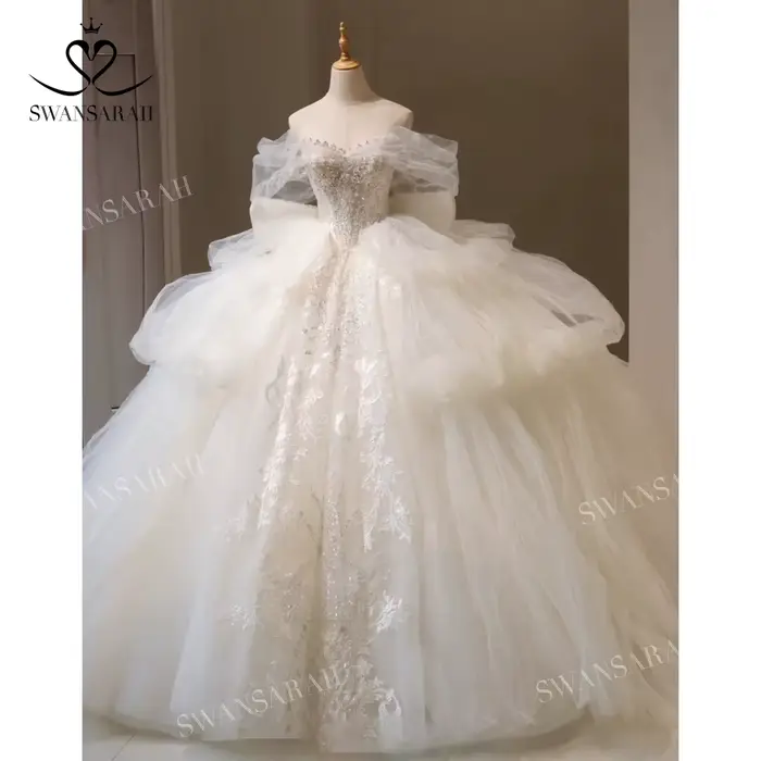 Robe de mariée perlée avec train, robe de Rhde mariée personnalisée, magnifique princesse, fibre cou