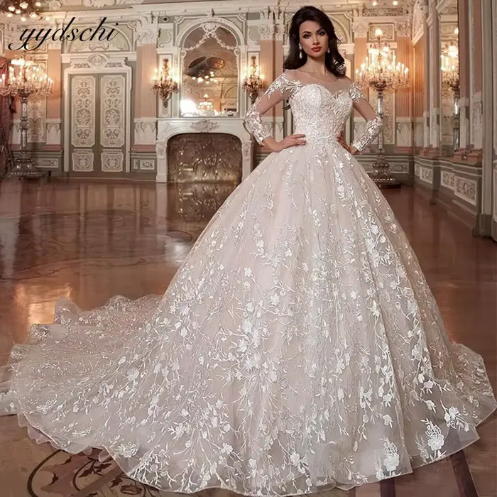 Robes de mariée princesse personnalisées pour femmes, robe de Rhbrodée en dentelle, train court, rob