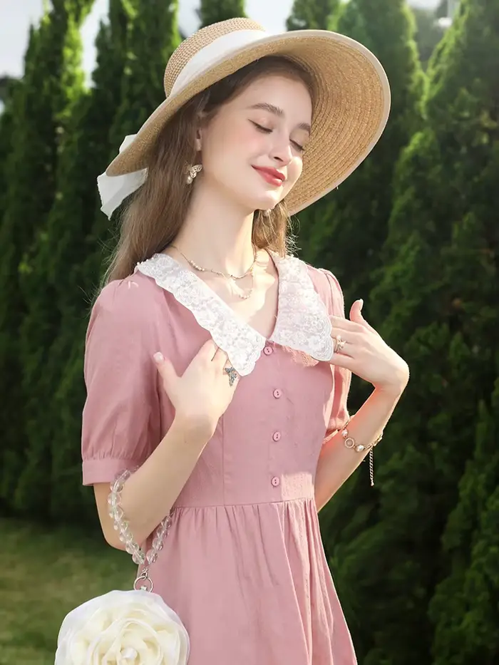 I BELIEVE YOU-Robe en dentelle rose