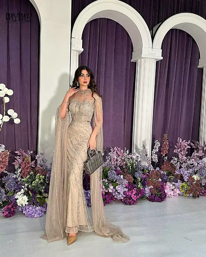 MYMB Champagne sirène perlée élégante et jolie robes pour femmes 2025 nouvelles