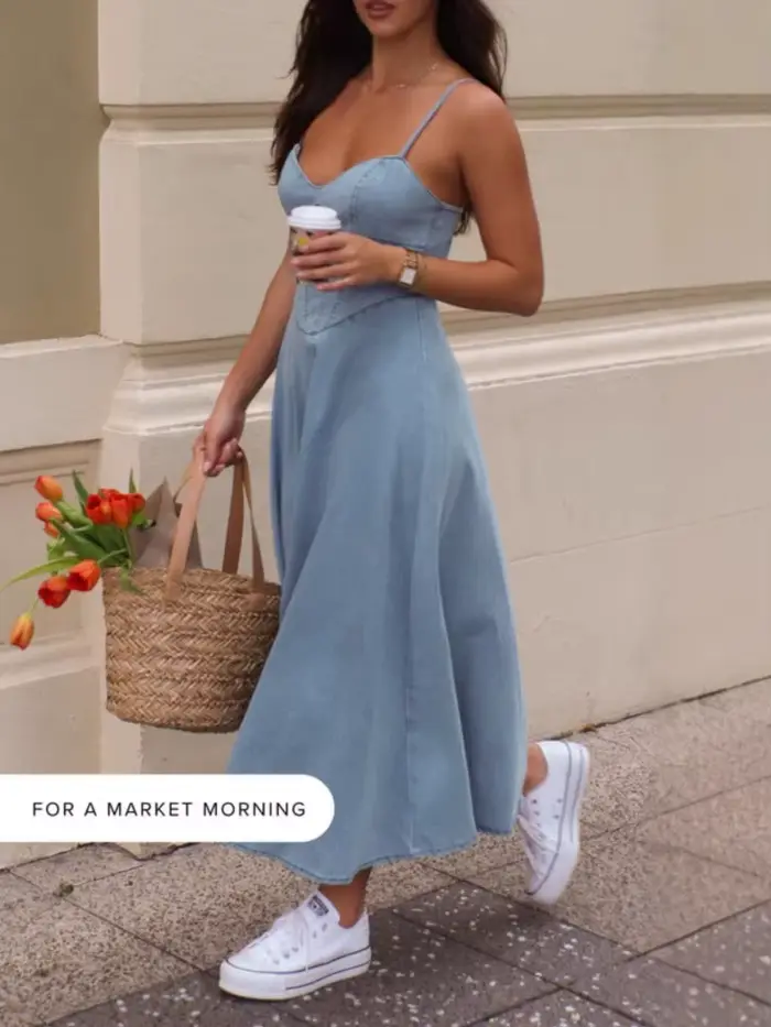 Camisole sans manches en coton décontractée pour femmes printemps été plis mi-mollet spaghetti sangle occasions spéciales