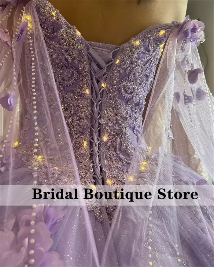Robes De princesse Quinceanera à fleurs De lavande