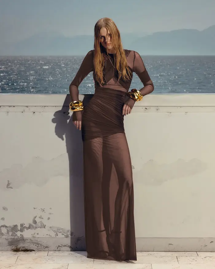 Manches longues robes de soirée femmes froncé Sexy robe Maxi