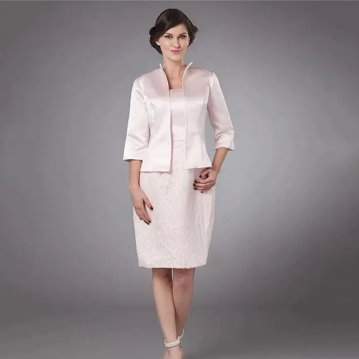 Robe de mère de la mariée personnalisée, robe élégante pour femmes avec appliques, deux pièces, longueur genou, robe de soirée de mariage, Vestido Invitada Bod