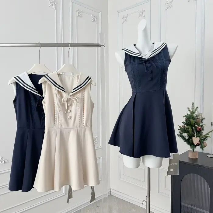 Robe d'été à col marin pour femmes