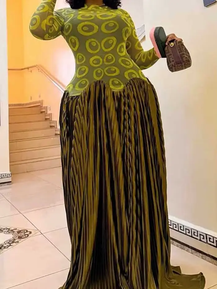 Robes élégantes vert olive, robe maxi à manches longues et taille haute pour femme, robe de soirée p