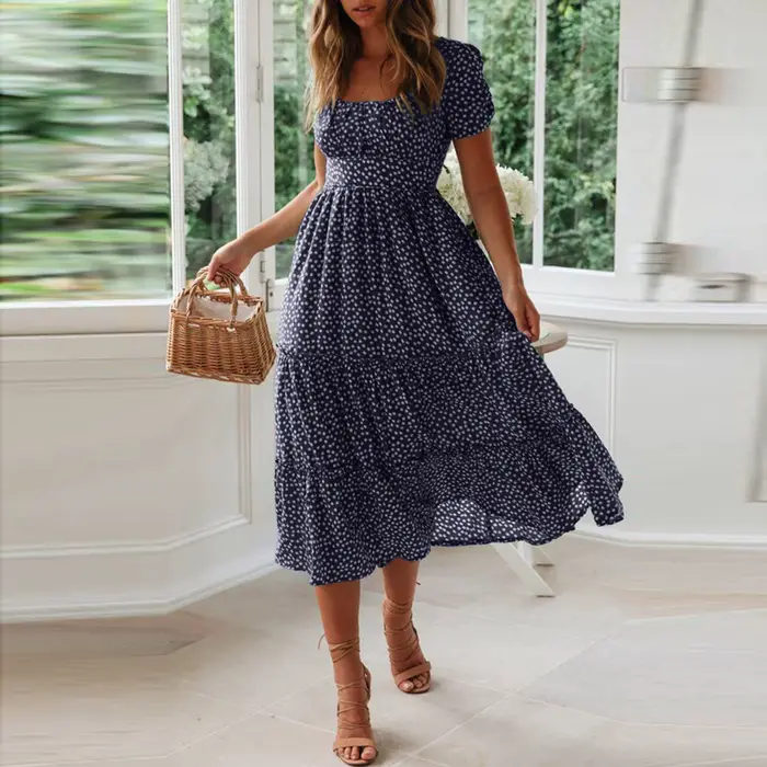 Robe d'été à fleurs fragmentées pour femmes