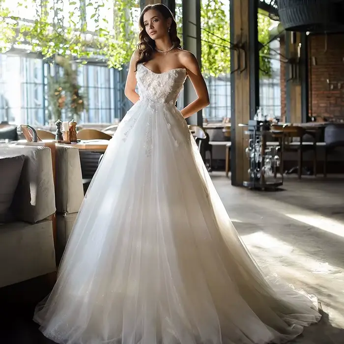 Robe de mariée gracieuse en Organza à fleurs 3d, avec broderie, ligne a, longueur au sol, sans manch