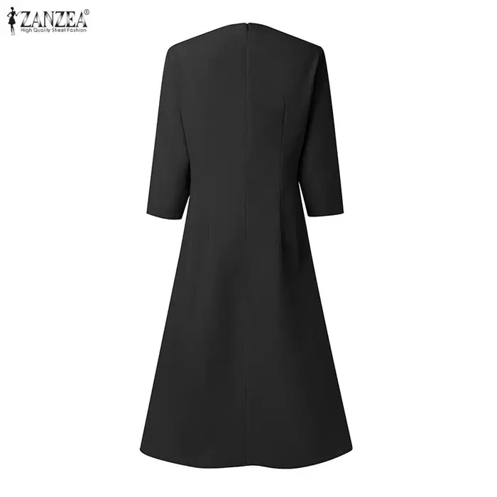 ZANZEA – robe trapèze noire élégante pour femmes