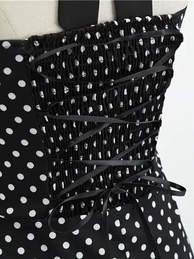 Femmes à pois imprimé Robe d'été Sexy rétro blanc licou