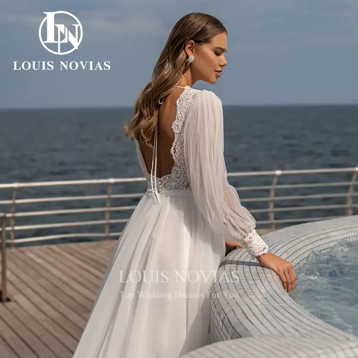 Modiis-Robe de mariée trapèze en dentelle brodée