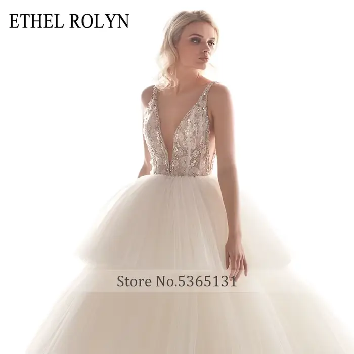 Robe De mariée trapèze en Tulle à volants