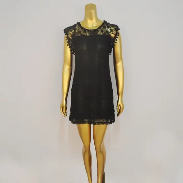 Été blanc femmes robe 2024 décontracté sans manches plage robe courte femme Sexy gland Mini robe en