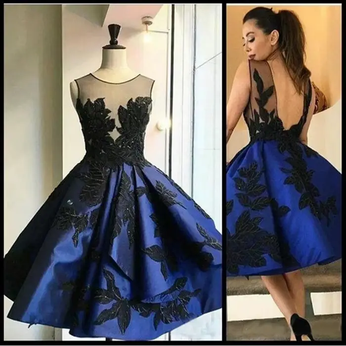 Robes de cocktail bleu marine 2026 Nouvelles robes de soirée formelles pour femmes Robes de bal sans