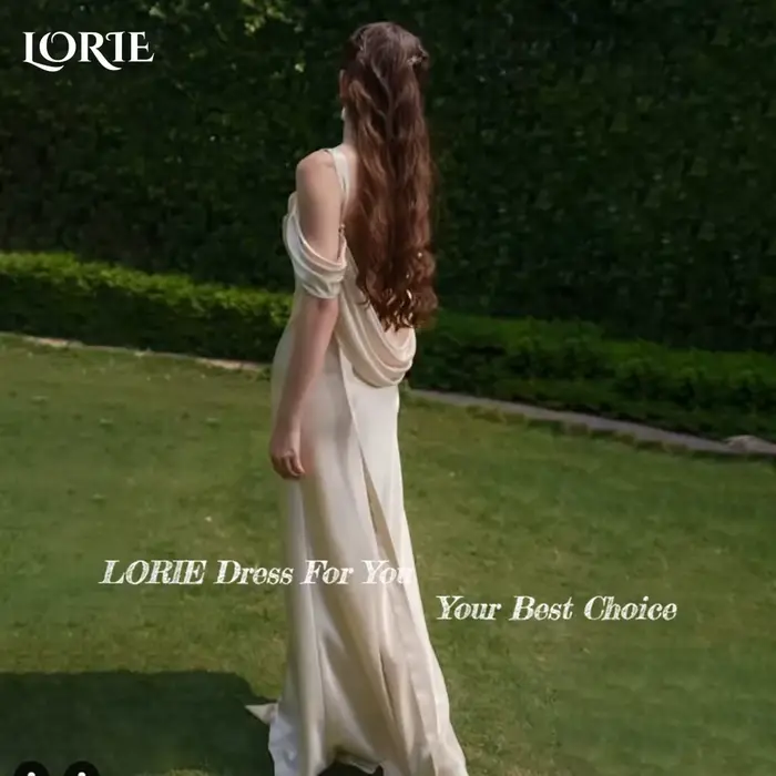LORIE brillant Satin robe de mariée sans bretelles dos nu sirène robes