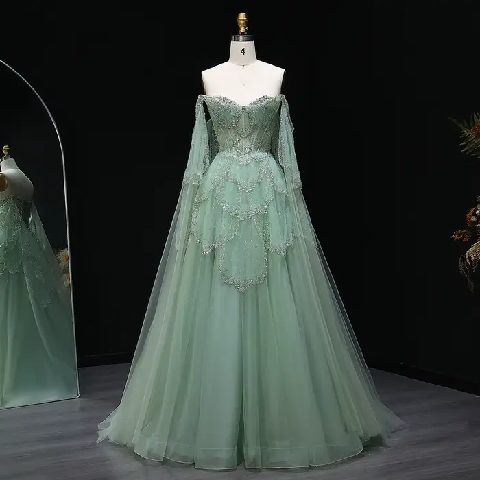 Robe de soirée formelle élégante pour femme Sharon Said, robe de mariée ou de fiançailles, en dentel