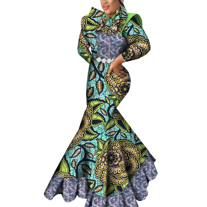 Robes Ankara pour femmes, tenue de soirée, longue, vide, tambour imprimé africain, Dashiki, vêtements africains, WY7093