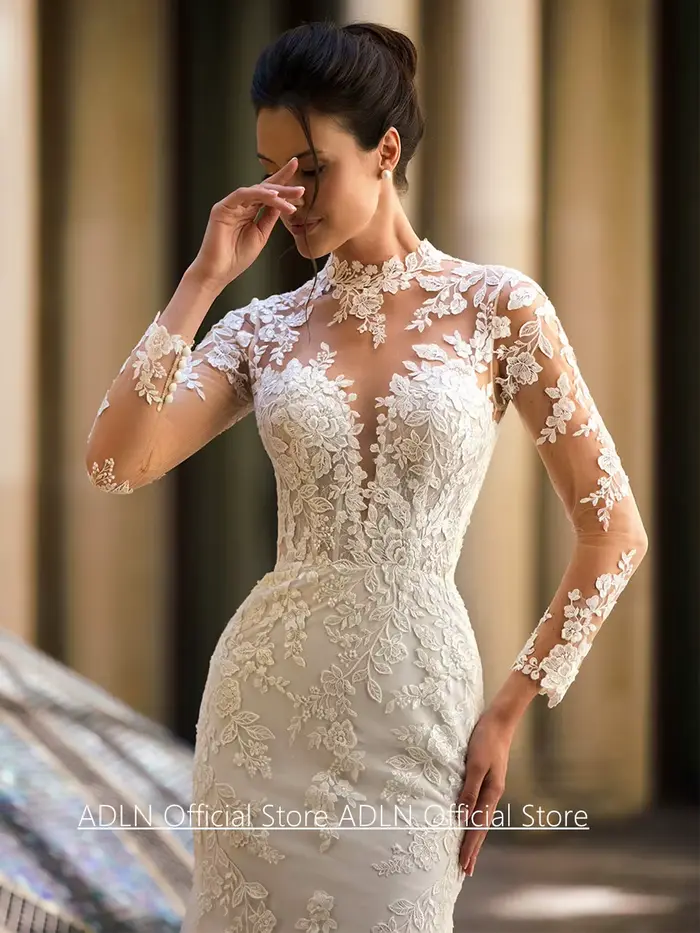 Robe de Mariée Sirène Personnalisée à Manches sulf