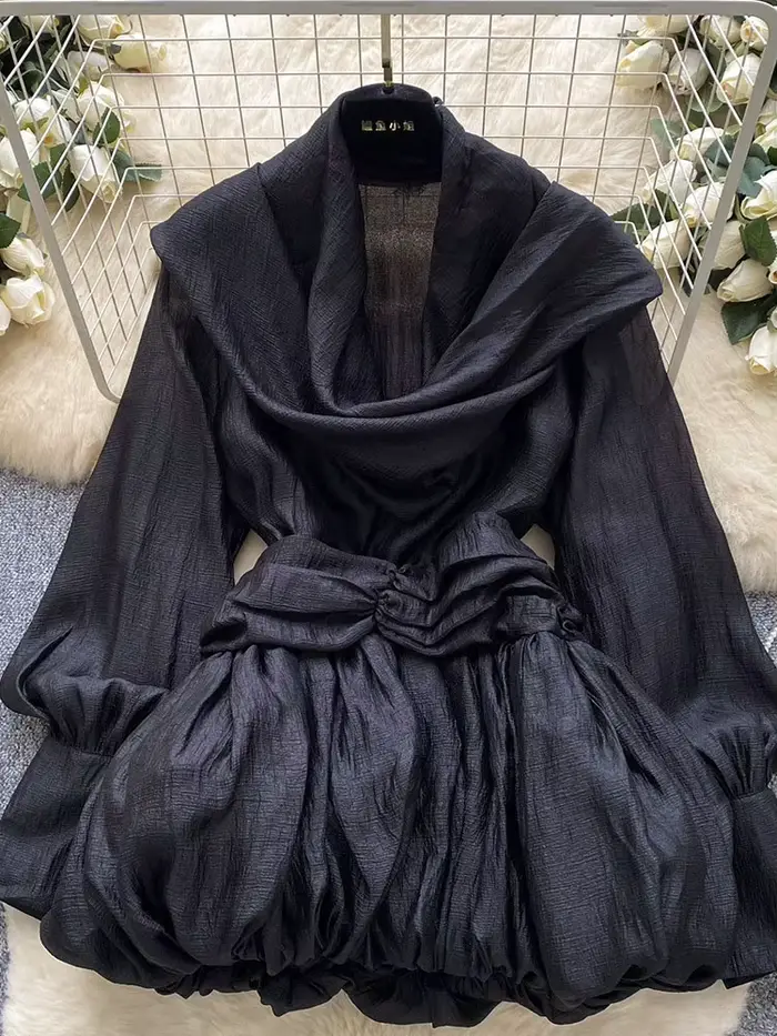 Robe d'automne avec nœud papillon, manches longues, robe de soirée élégante, vêtements féminins, lig