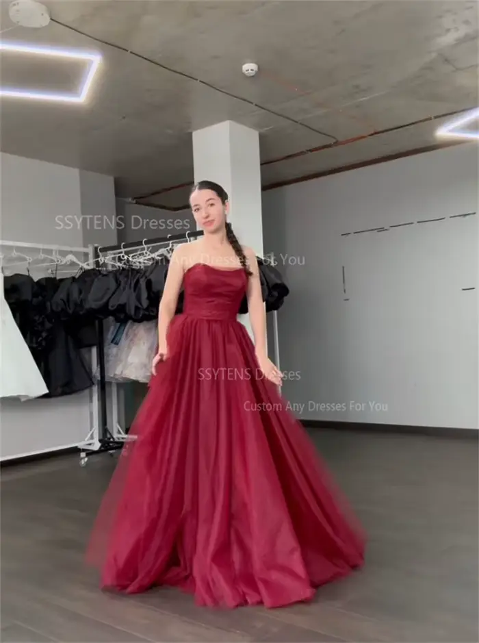SSYTENS – robe De soirée rouge élégante, longueur au sol, Corset De fête De mariage, sans manches, formelle, personnalisée