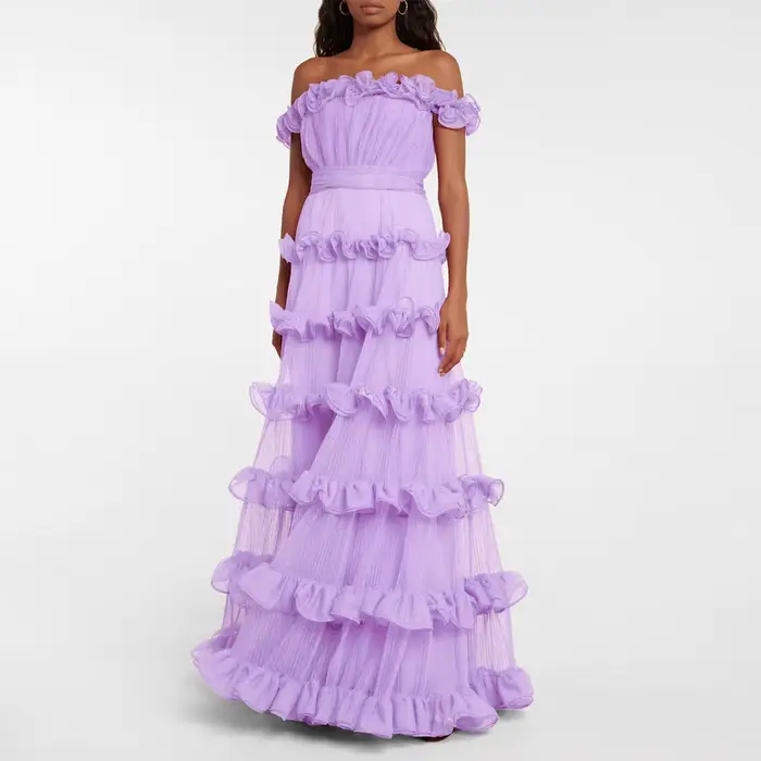 Robe de soirée personnalisée pour mariage, robe de soirée formelle coupe trapèze, robe saoudienne à épaules dénudées longue durée au sol élégante pour femme occasions spéciales