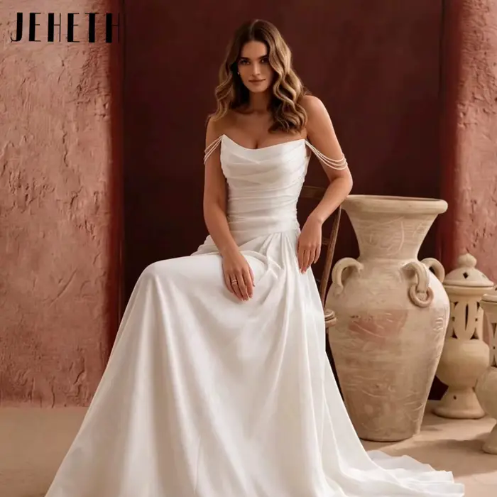Robe de mariée sirène en polyester avec traîne courte, corsé intégré, dos nu et fermeture éclair, pour femmes grandes tailles et enceintes, adapté pour les mariages, fiançailles et second looks
