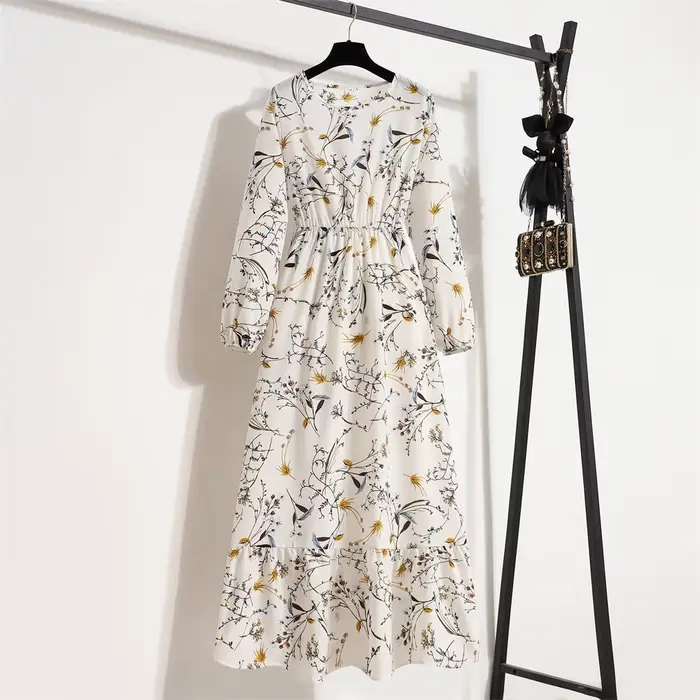 Femmes robes longues printemps été décontracté à manches