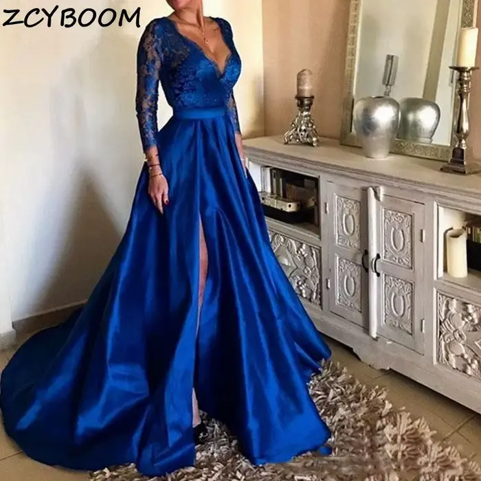 Robe De soirée trapèze royale pour femmes, tenue De soirée formelle en dentelle, élégante, manches l