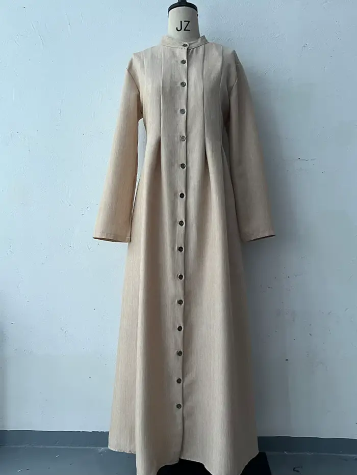 Col haut arabe femmes longue robe de soirée décontracté modeste veste plissée en vente élégant grand