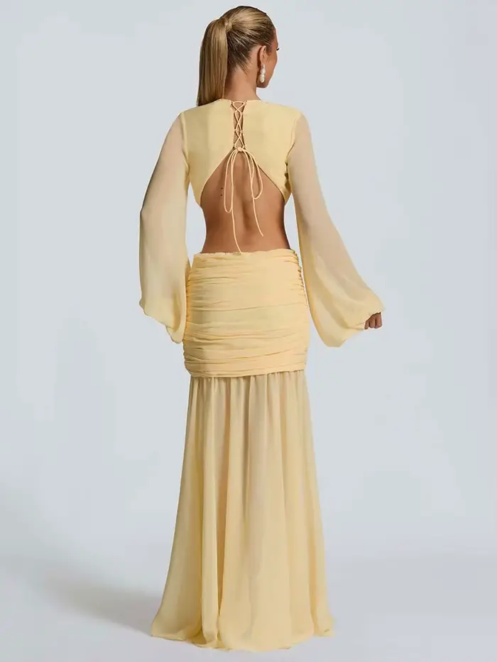 GACVGA – robe Maxi élégante en mousseline de soie pour femmes