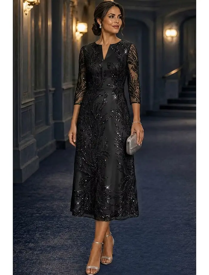 Robe de mère de la mariée personnalisée, col en V, élégante, vintage, luxueuse, formelle, pour invitées de mariage, en dentelle avec appliques de perles et de paillettes