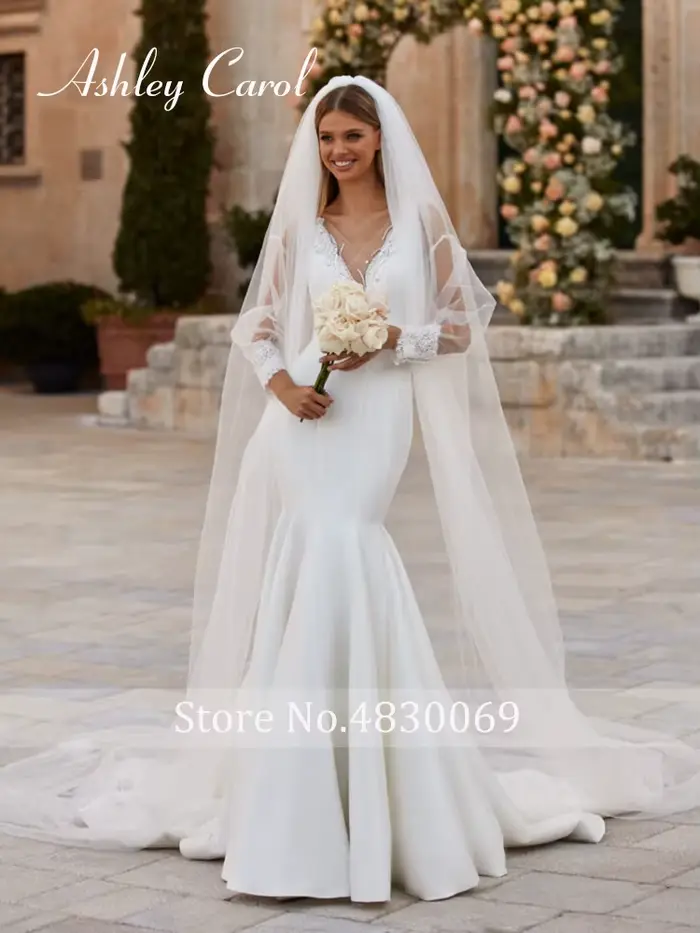 Ashley Carol-Robes de mariée sirène avec veste pour femmes