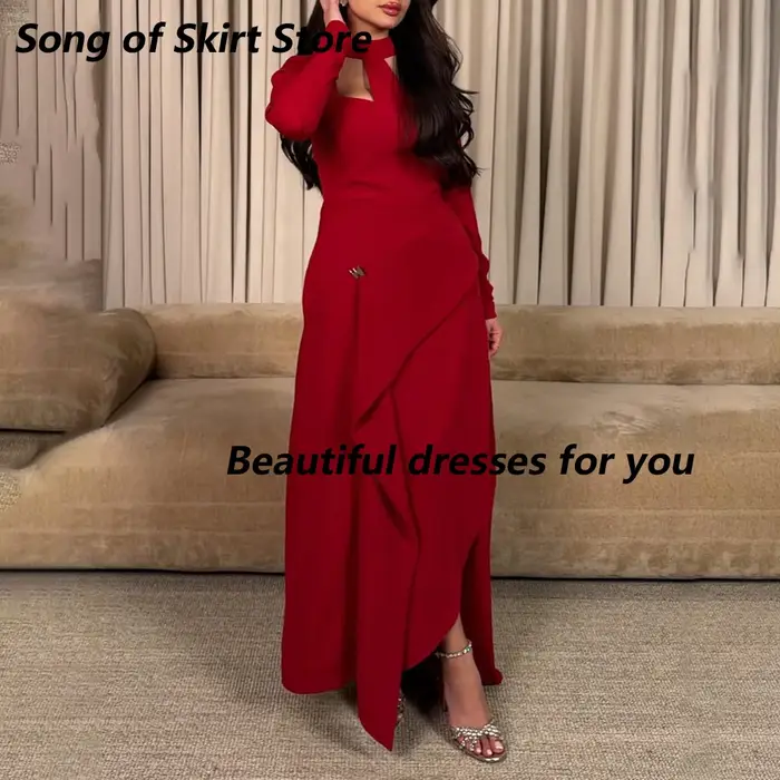 Robe de soirée sirène rouge moderne personnalisable pour femmes avec soutien-gorge intégré pour soirées officielles et mariages