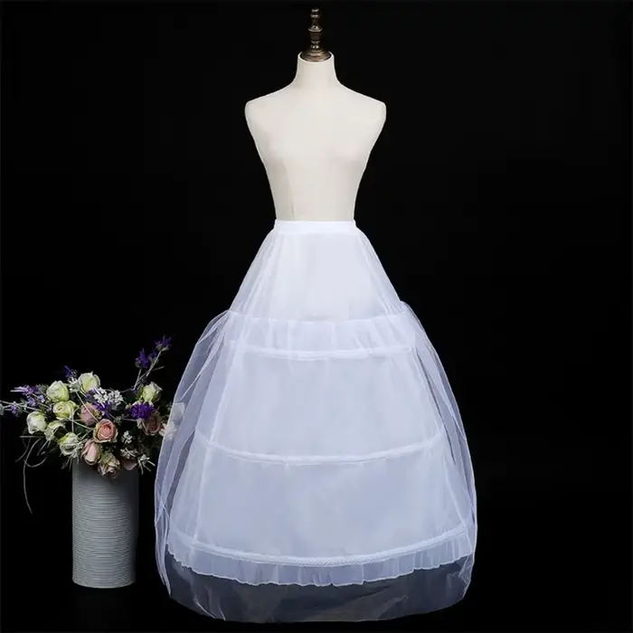 Nouvelle Mode Jupon Blanc à 3 Cerceaux, Jupons de Robe de Bal, Longue Jupe de Base, Crinoline, Accessoires pour Robes à Fleurs