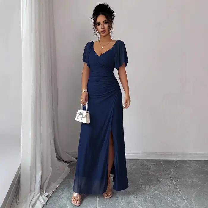 Robe de soirée élégante pour femme à col en V