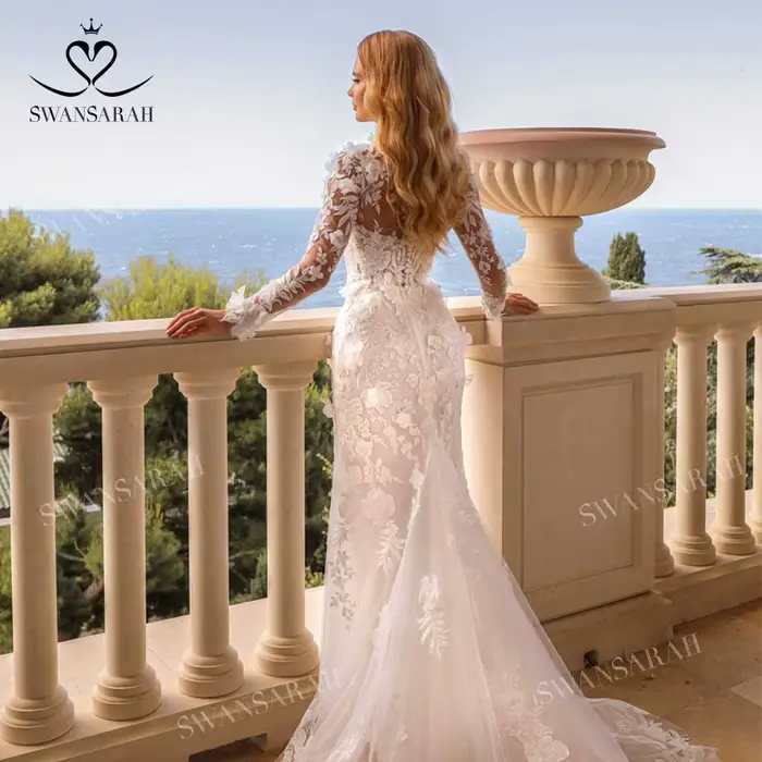 Robe De mariée sirène à manches longues