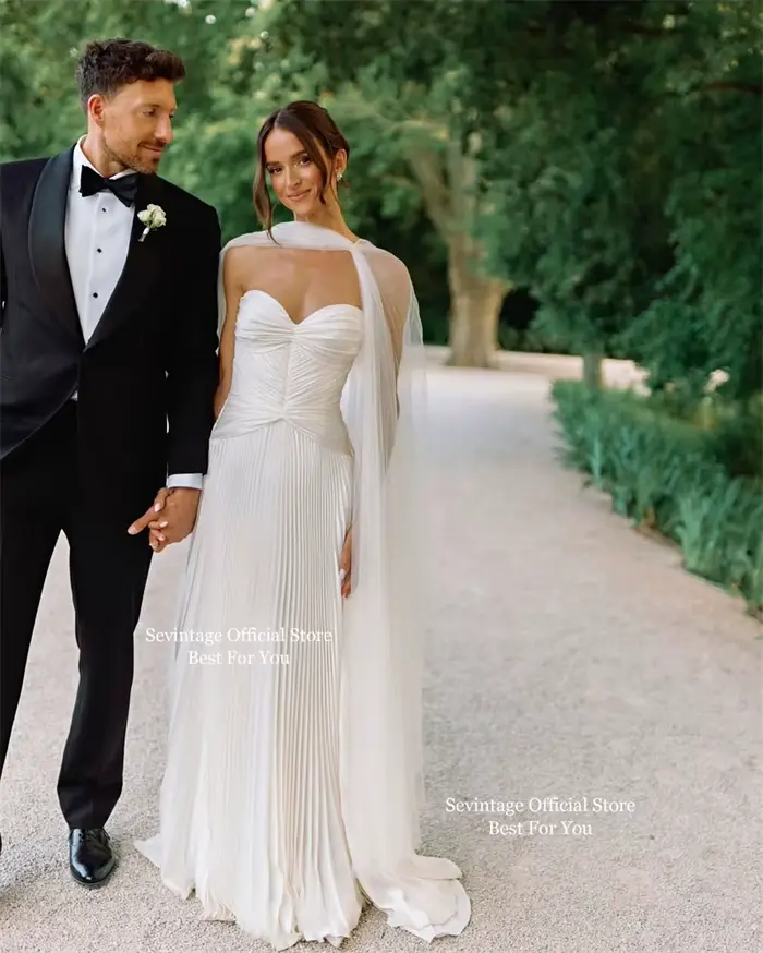 Sevintage ivoire Simple sirène robes de mariée chérie Satin longues