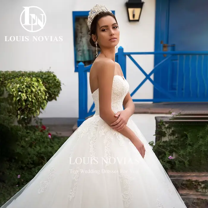LOUIS NOVIAS robe De mariée pour femmes avec veste Sexy à manches longues Appliques longue queue bouton dentelle