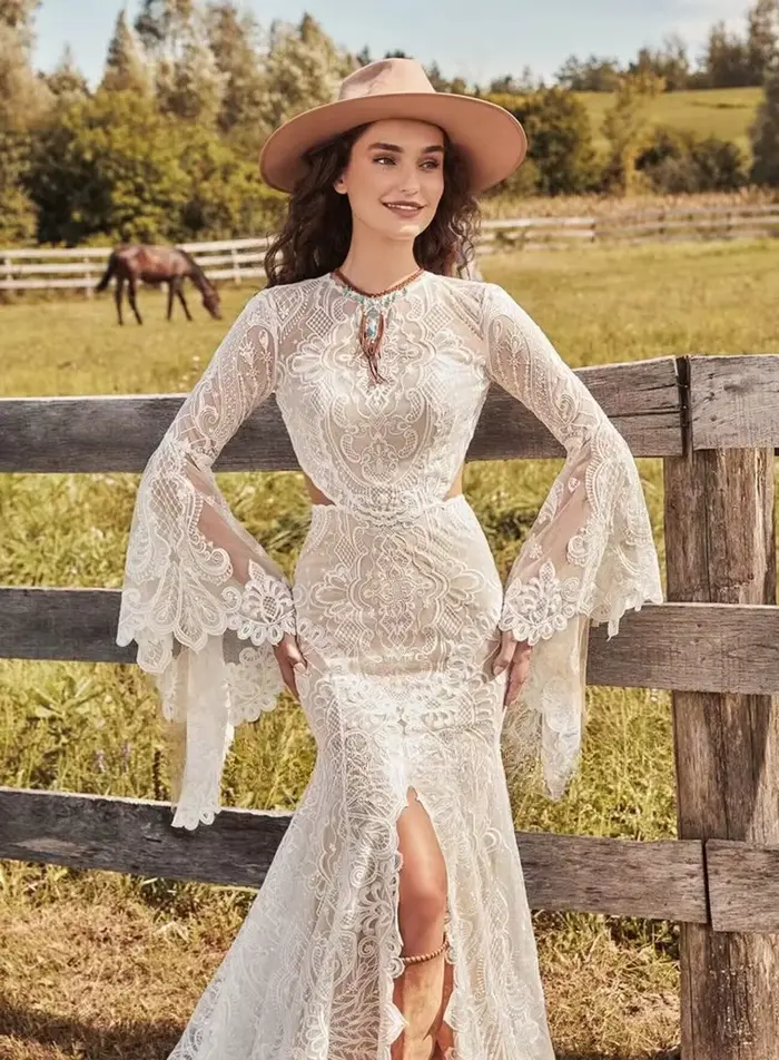 Robe de mariée sirène bohème personnalisée