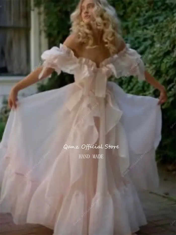 Robe de Soirée Personnalisée en Organza Rose pour Femmes, Coupe Trapèze, Col Bateau, Plissé, Occasions Spéciales