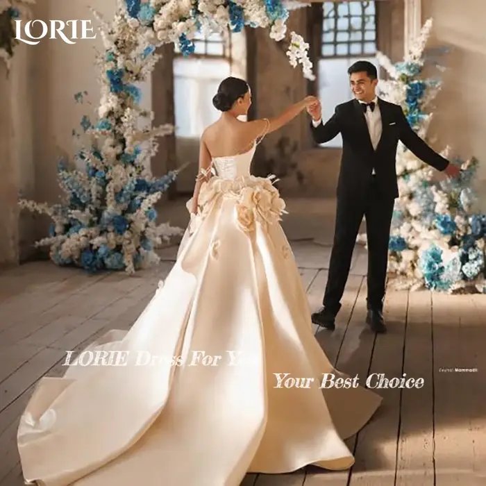 LORIE 3D fleurs robe de mariée élégante Rose a-ligne princesse